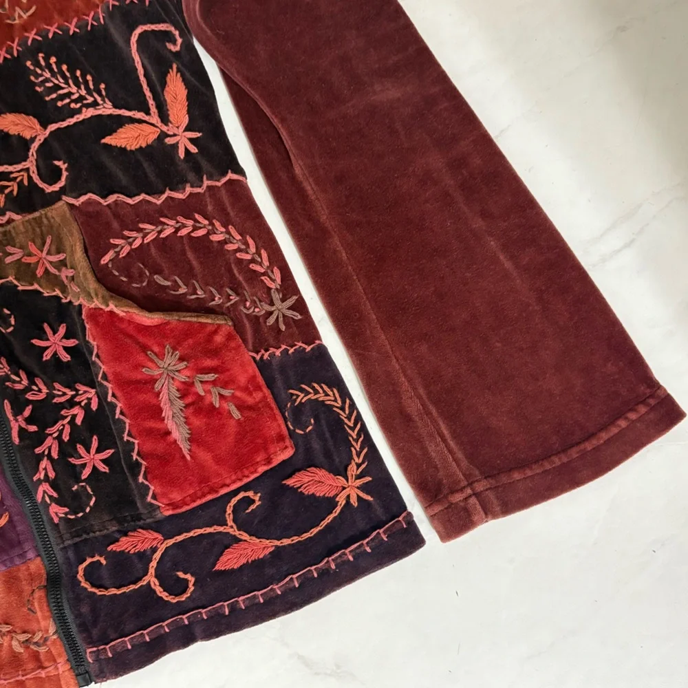 The Collection Royal Size Large Velvet Patchwork Embroidered Boho Hippie Gypsy - Picture 5 of 6